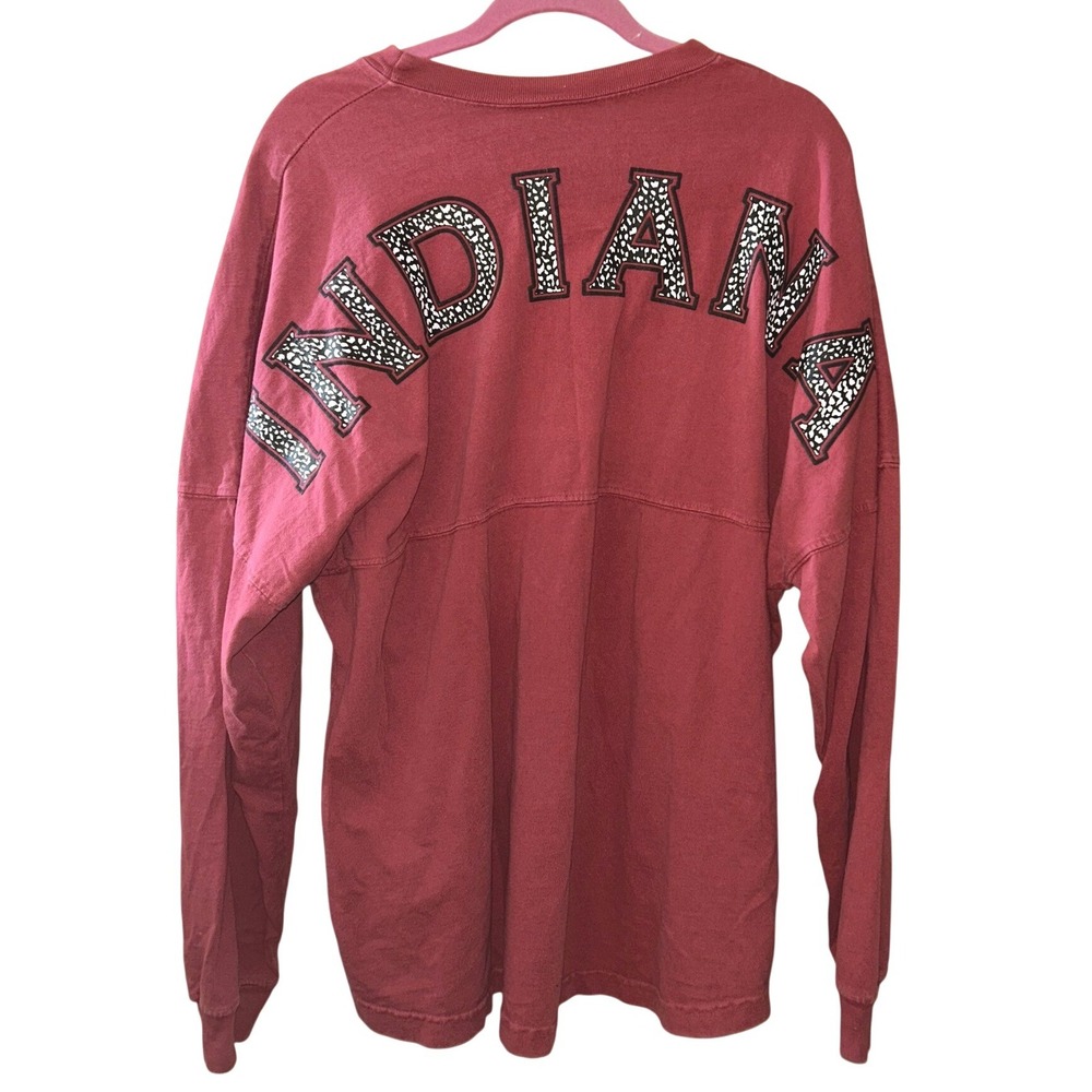 Spirit Jersey Indiana University Long Sleeve Shirt Red Animal Print XL USA Made